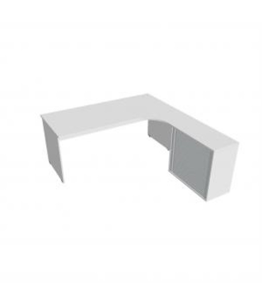 Pracovný stôl Gate, ergo, ľavý, 180x75,5x200 cm, biela/biela 