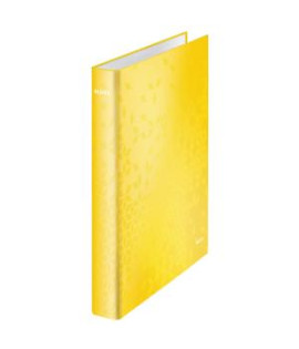 Zakladač 2-krúžkový Leitz WOW laminovaný povrch 4cm žltý 