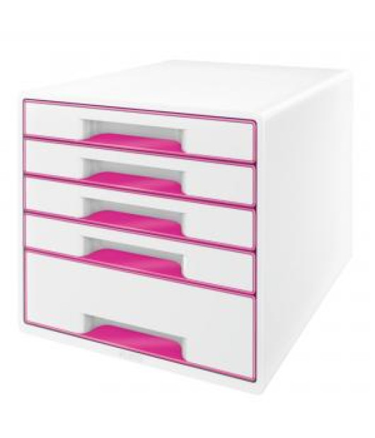 Zásuvkový box Leitz WOW s 5 zásuvkami metalický ružový 