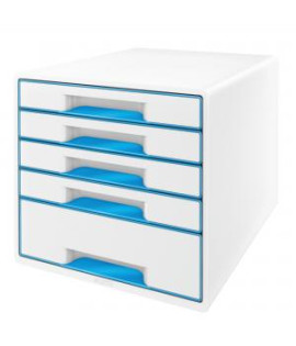 Zásuvkový box Leitz WOW s 5 zásuvkami metalický modrý 