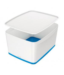 Úložný box s vekom Leitz MyBox, veľkosť L biela/modrá 