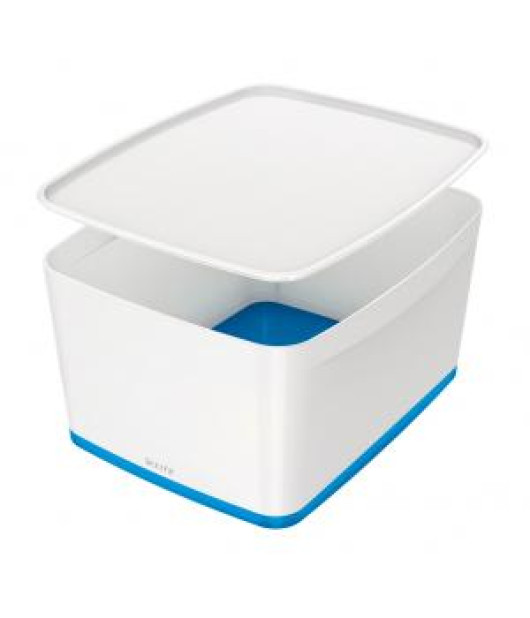 Úložný box s vekom Leitz MyBox, veľkosť L biela/modrá 