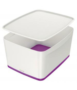 Úložný box s vekom Leitz MyBox, veľkosť L biela/purpurová 