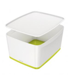 Úložný box s vekom Leitz MyBox, veľkosť L biela/zelená;;; 