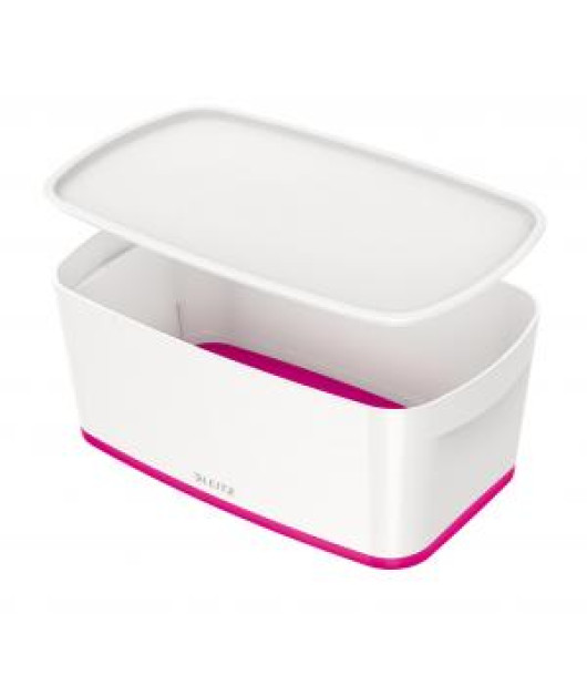Úložný box s vekom Leitz MyBox, veľkosť S biela/ružová 