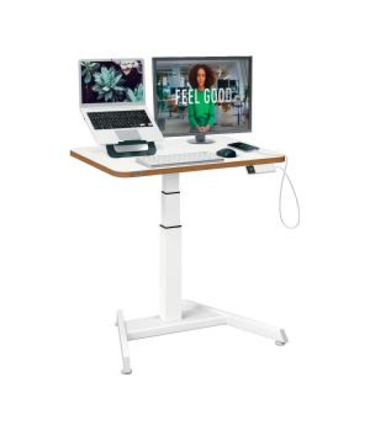 Stôl na sedenie/státie elektrický s kompaktnou doskou, biely 