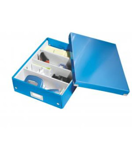 Stredná organizačná krabica Click & Store metalická modrá 