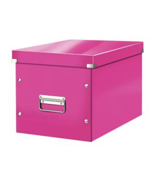 Štvorcová krabica Click & Store A4 metalická ružová 