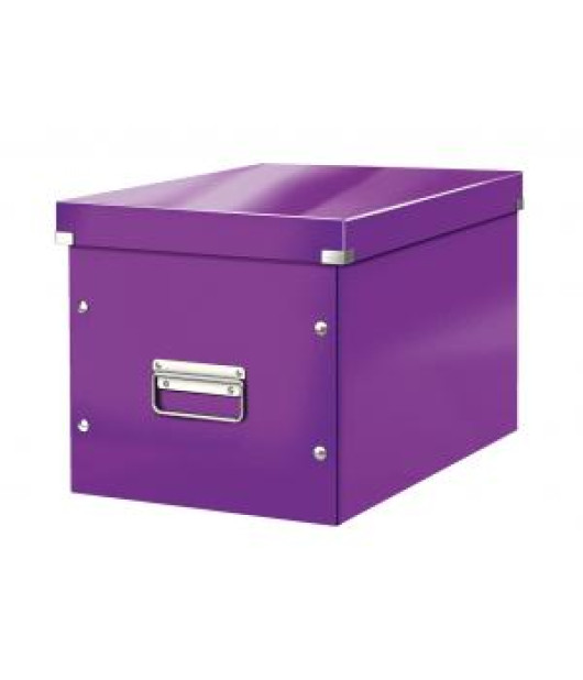 Štvorcová krabica Click & Store A4 metalická purpurová 