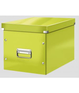 Štvorcová krabica Click & Store A4 metalická zelená 