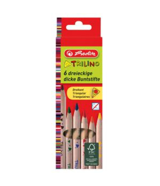 Farbičky Herlitz Trilino trojhranné 6 farieb 