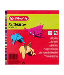 Farebný papier Herlitz 100 listov 10 farieb 20x20cm 60g 