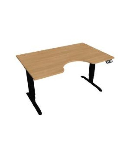 Pracovný stôl Motion Ergo, PO, 3S, 140x61-128x90 cm, dub/čierna 