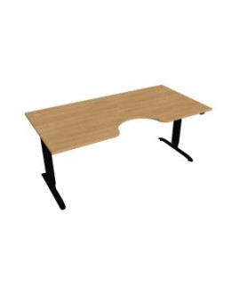 Pracovný stôl Motion Ergo, ZO, 2S, 180x70,5-120,5x90 cm, dub/čierna 