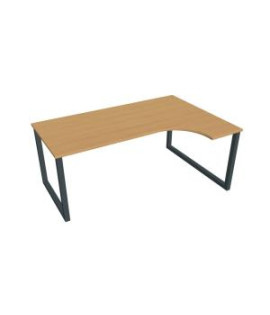 Pracovný stôl UNI O, ergo, ľavý, 180x75,5x120 cm, buk/čierna 