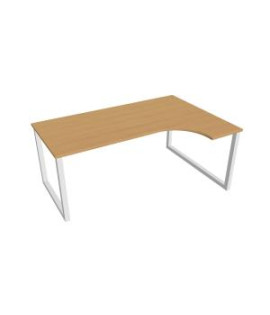 Pracovný stôl UNI O, ergo, ľavý, 180x75,5x120 cm, buk/biela 