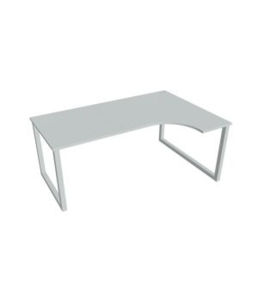 Pracovný stôl UNI O, ergo, ľavý, 180x75,5x120 cm, sivá/sivá 