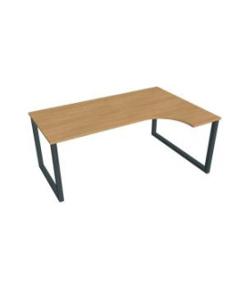 Pracovný stôl UNI O, ergo, ľavý, 180x75,5x120 cm, dub/čierna 