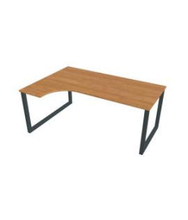 Pracovný stôl UNI O, ergo, pravý, 180x75,5x120 cm, jelša/čierna 