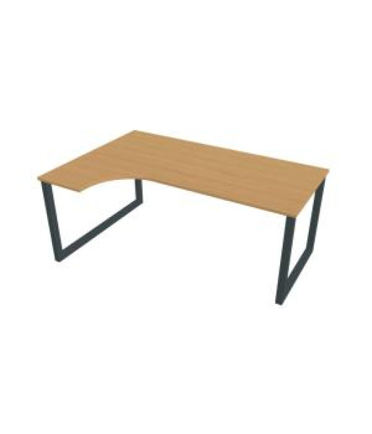 Pracovný stôl UNI O, ergo, pravý, 180x75,5x120 cm, buk/čierna 