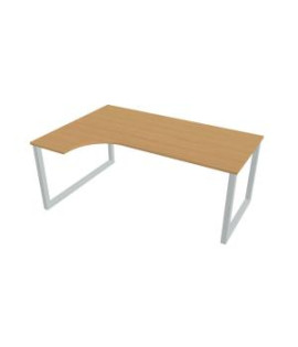 Pracovný stôl UNI O, ergo, pravý, 180x75,5x120 cm, buk/sivá 