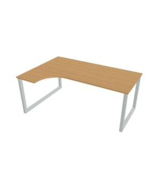 Pracovný stôl UNI O, ergo, pravý, 180x75,5x120 cm, buk/sivá 