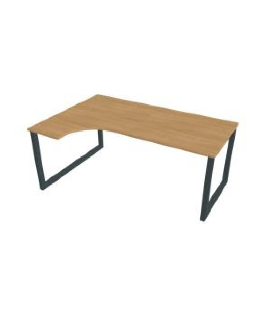 Pracovný stôl UNI O, ergo, pravý, 180x75,5x120 cm, dub/čierna 