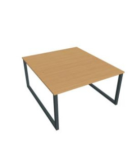 Pracovný stôl UNI O, 140x75,5x160 cm, buk/čierna 