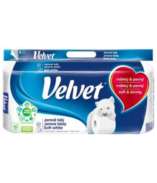Toaletný papier 3-vrstvový Velvet jemne biely 8ks, 18,3m 