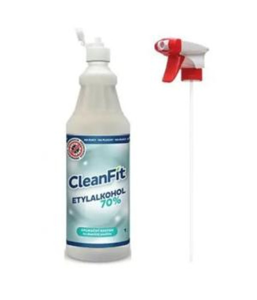 CleanFit dezinfekčný roztok Etylakohol 70% 1l + rozprašovač ZDARMA 