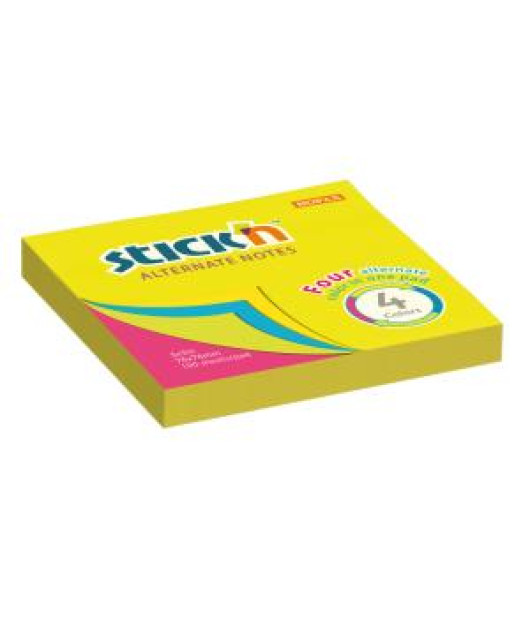 Samolepiaci bloček Stick’n Hopax Alternate, mix neón, 76 x76 mm 
