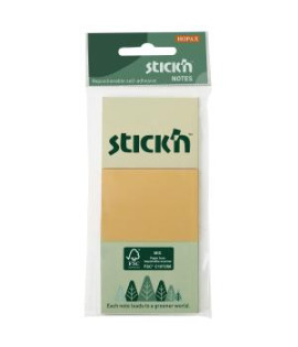 Samolepiaci bloček Stick’n Hopax, 38x51 mm, mix pastelových farieb, 3x100 lístkov 