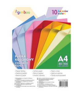 Farebný papier GIMBOO A4, 100 listov, 80 g, 10 neónových farieb 