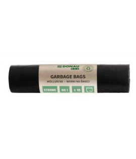 Vrecia DONAU ECO strong, 60 ℓ,30 mic, 10 ks, čierne, LDPE 
