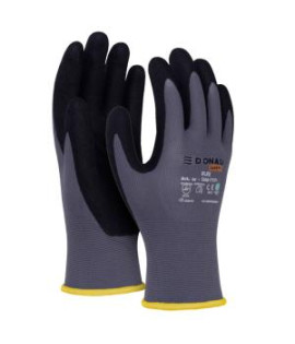 Rukavice pletené, polomáčané DONAU SAFETY Flex, kat. II sivé veľ. 9 