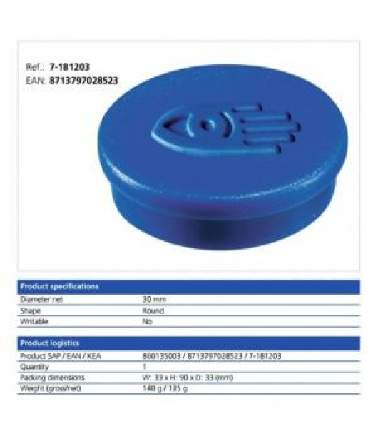 Magnet 30 mm modrý 10 ks 