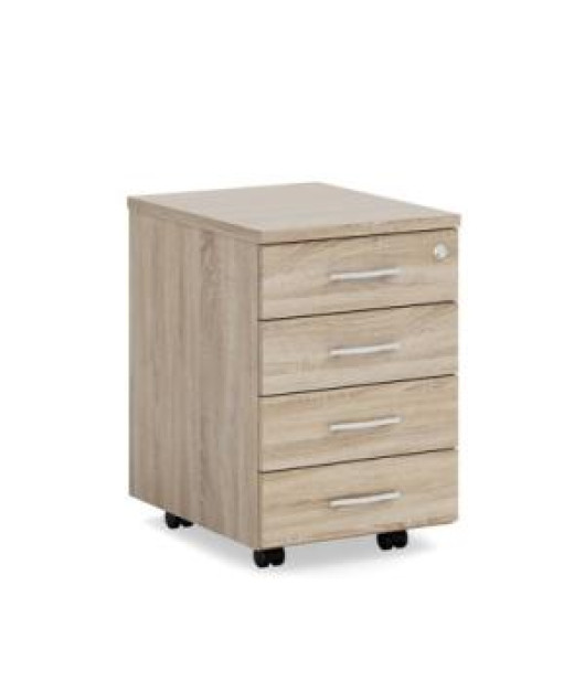 Mobilný kontajner BASIC, 4-zásuvkový so zámkom, 41x67x50cm, dub Sonoma 