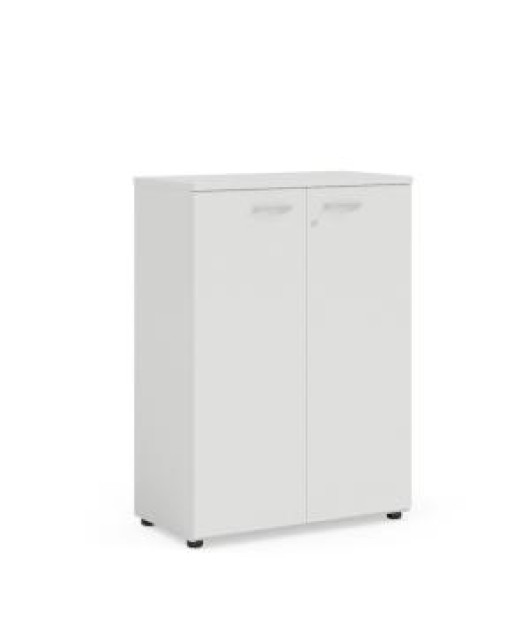 Policová skriňa BASIC, so zámkom, 80x40x111,7cm, biela 