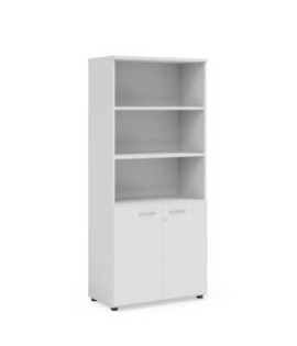Policová skriňa BASIC, kombinovaná, so zámkom, 80x40x182,1cm, biela 