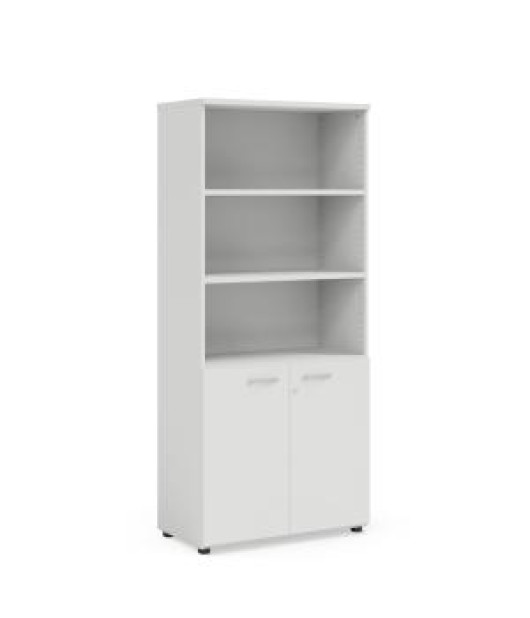 Policová skriňa BASIC, kombinovaná, so zámkom, 80x40x182,1cm, biela 