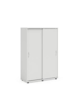 Policová skriňa BASIC, posuvné dvere bez zámku, 100x40x147,9cm, biela 