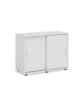 Policová skriňa BASIC, posuvné dvere bez zámku, 100x40x75,3cm, biela 