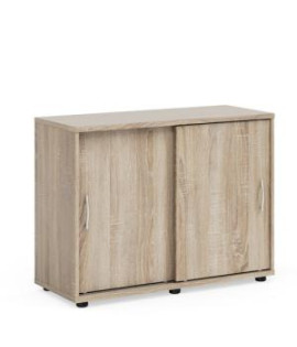 Policová skriňa BASIC, posuvné dvere bez zámku, 100x40x75,3cm, dub Sonoma 