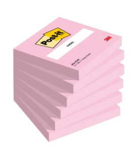 Samolepiaci bloček Post-it 76x76 ružový 6 x 100 lístkov 
