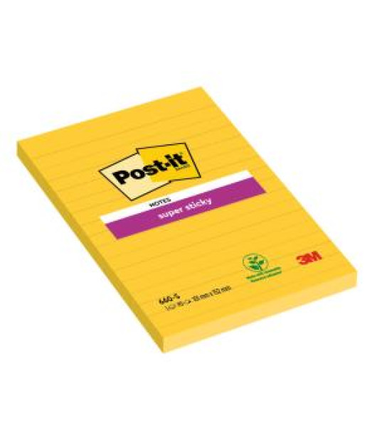 Samolepiaci bloček Post-it Super Sticky, 102x152 mm, žltý, linajky 