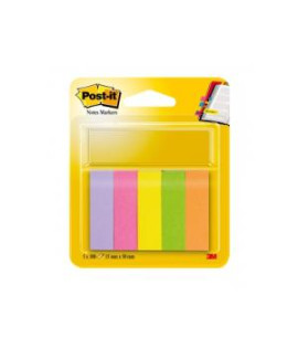 Záložky Post-it papierové, 15 x 50 mm, 100 lístkov, 5 bločkov/balenie 