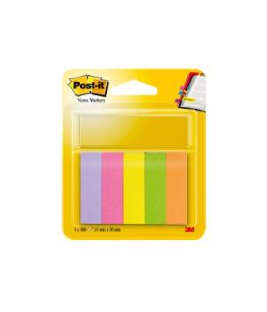 Záložky Post-it papierové, 15 x 50 mm, 100 lístkov, 5 bločkov/balenie 