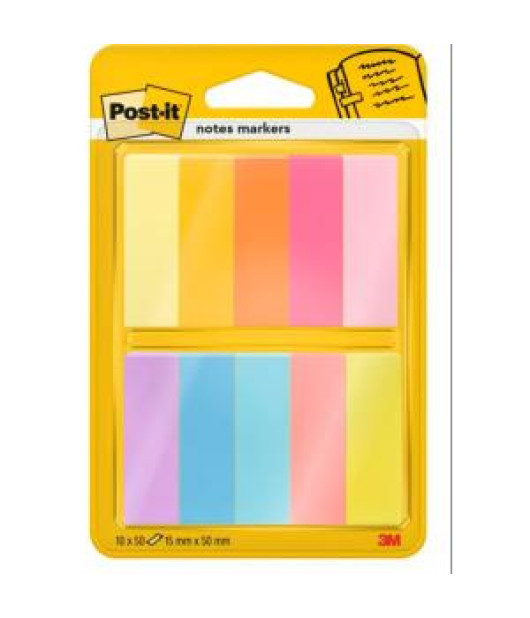 Záložky Post-it papierové, 15mm x 50 mm, 50 lístkov, 10 bločkov/balenie 