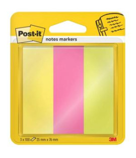Záložky Post-it papierové, 25x76 mm, 100 lístkov, 3 bločky/balenie Post-it® Papierové Záložky, Kolekcia Energetic, 25 mm x 76 mm, 100 Lístkov V Bločku, 3 Bločkov/Balenie, 100% PEFC, SGSCH-PEFC-COC-110078