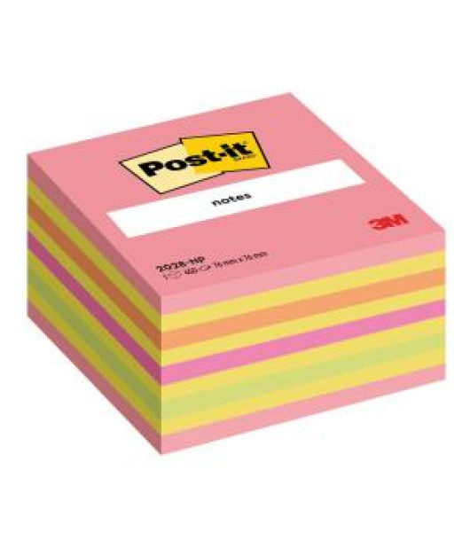 Samolepiaci bloček Post-it, 76 x 76 mm, neónová ružová, mix farieb 